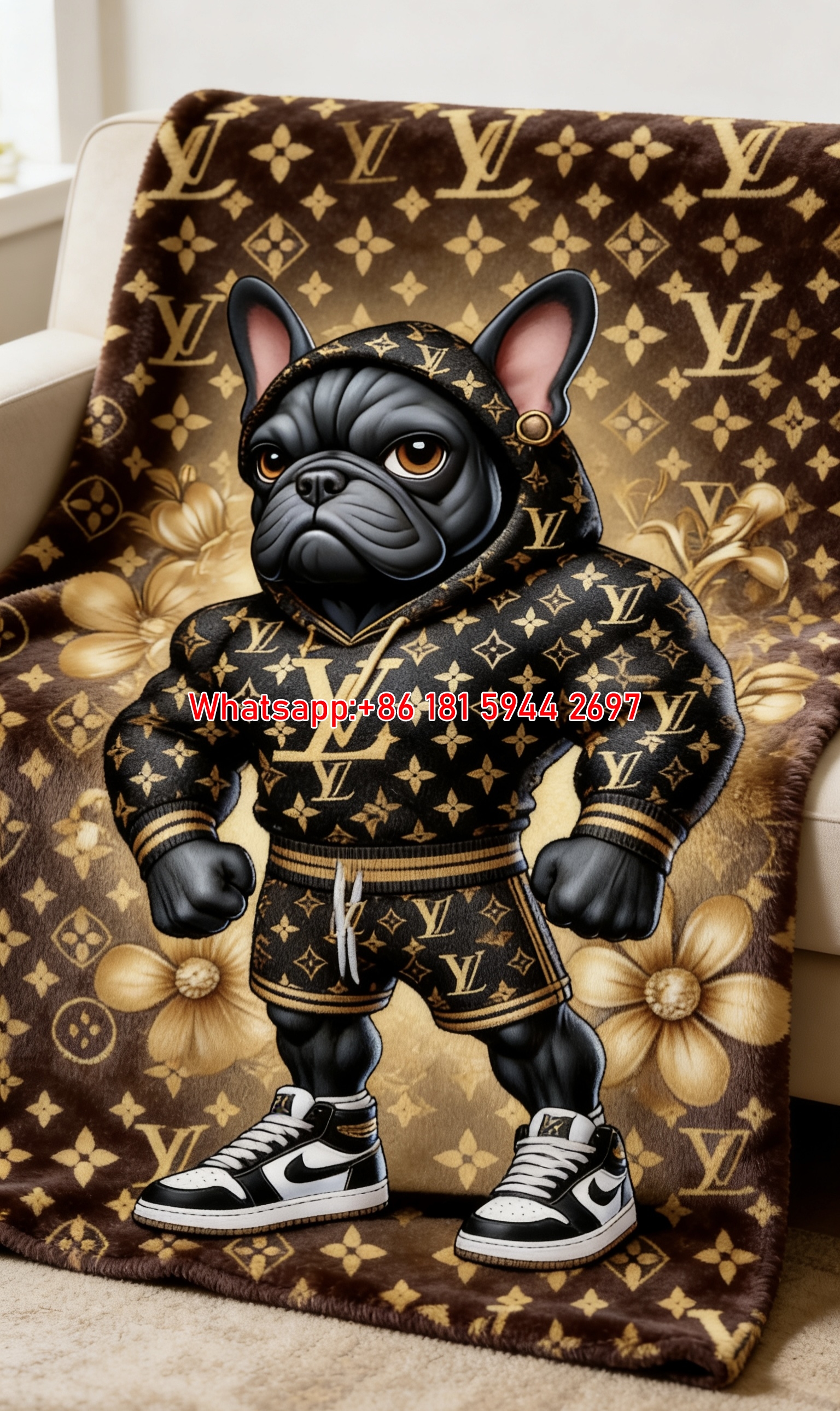 LV French Bulldog Throw IMG_3150
